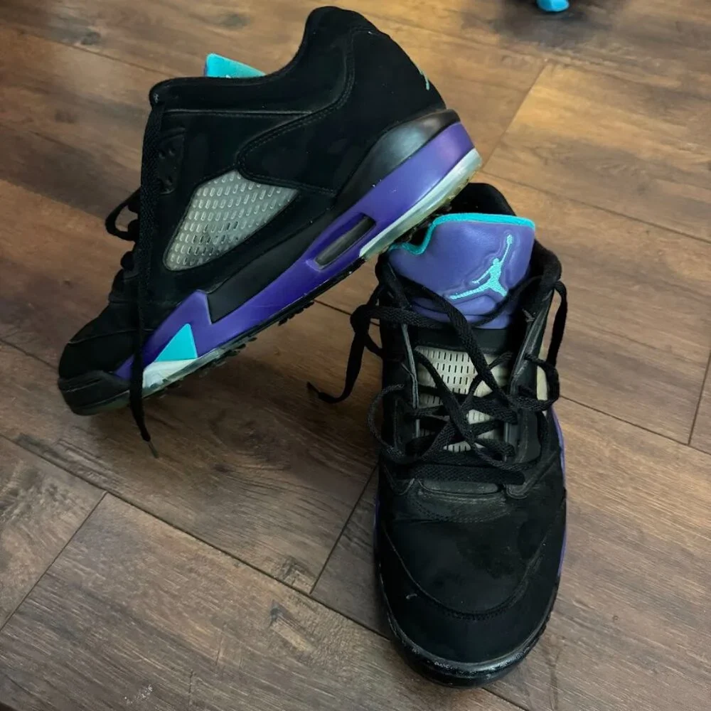 Nike Air Jordan Retro V 5 Low Golf Shoe Black Grape Spike Mens